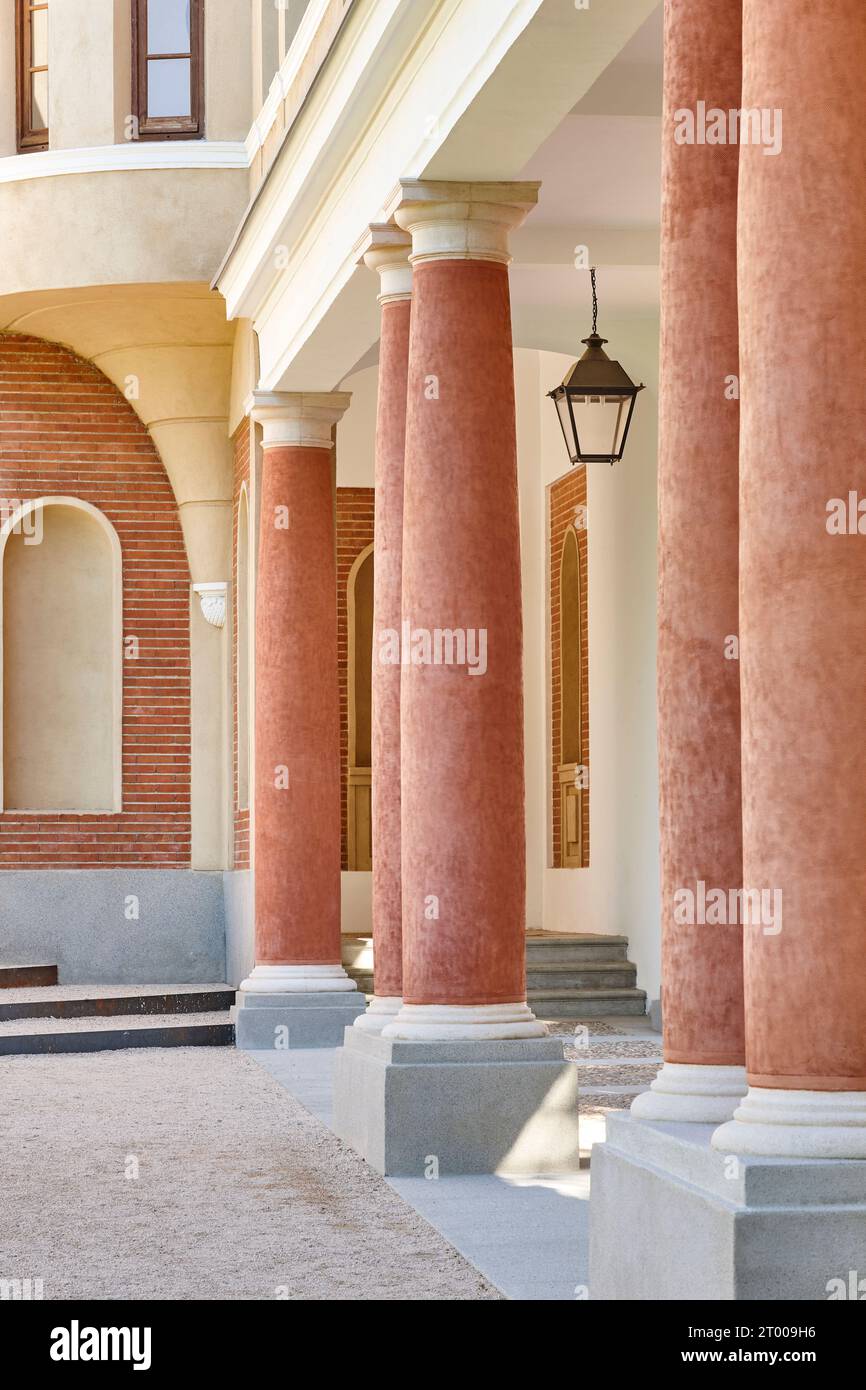 Historic Vista Alegre garden palace. Gallery and columns. Madrid, Spain Stock Photo