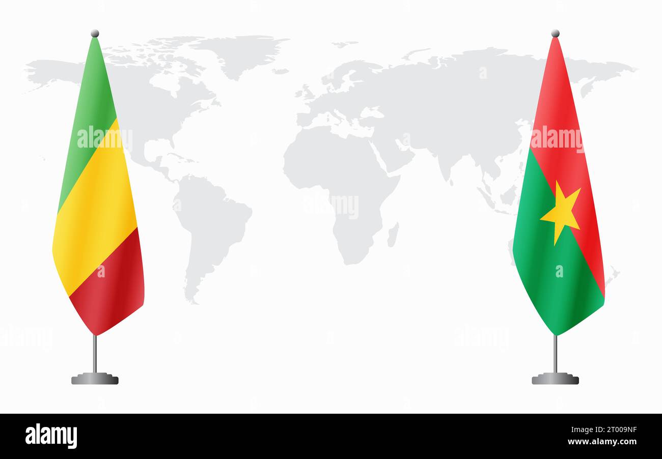 Mali and Burkina Faso flags for official meeting against background of