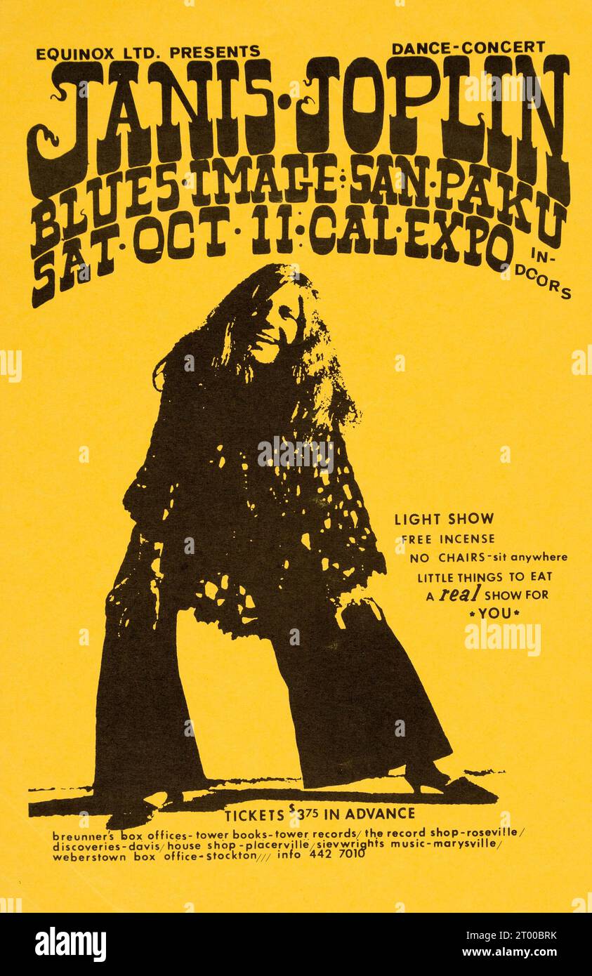 Janis Joplin Blues Image, San Paku, Oct 11 1969 - Cal Expo - Sacramento Concert Handbill Stock Photo