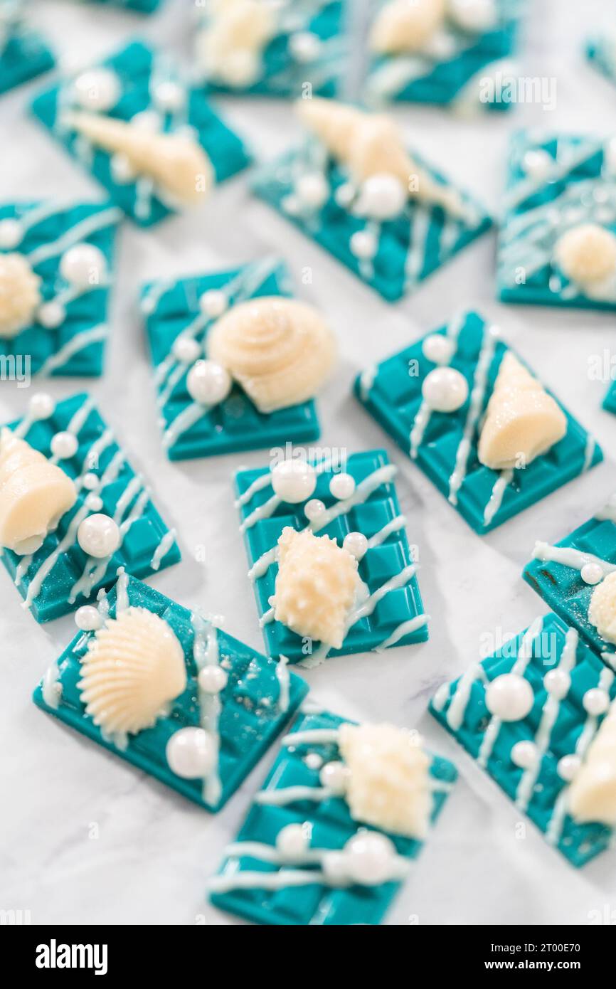 Mini mermaid chocolate bars Stock Photo