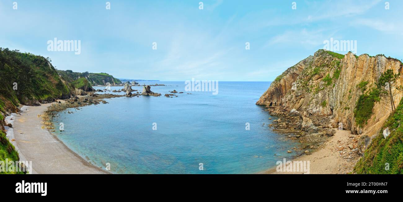 Silencio beach (Spain). Atlantic Ocean coastline summer landscape. Stock Photo