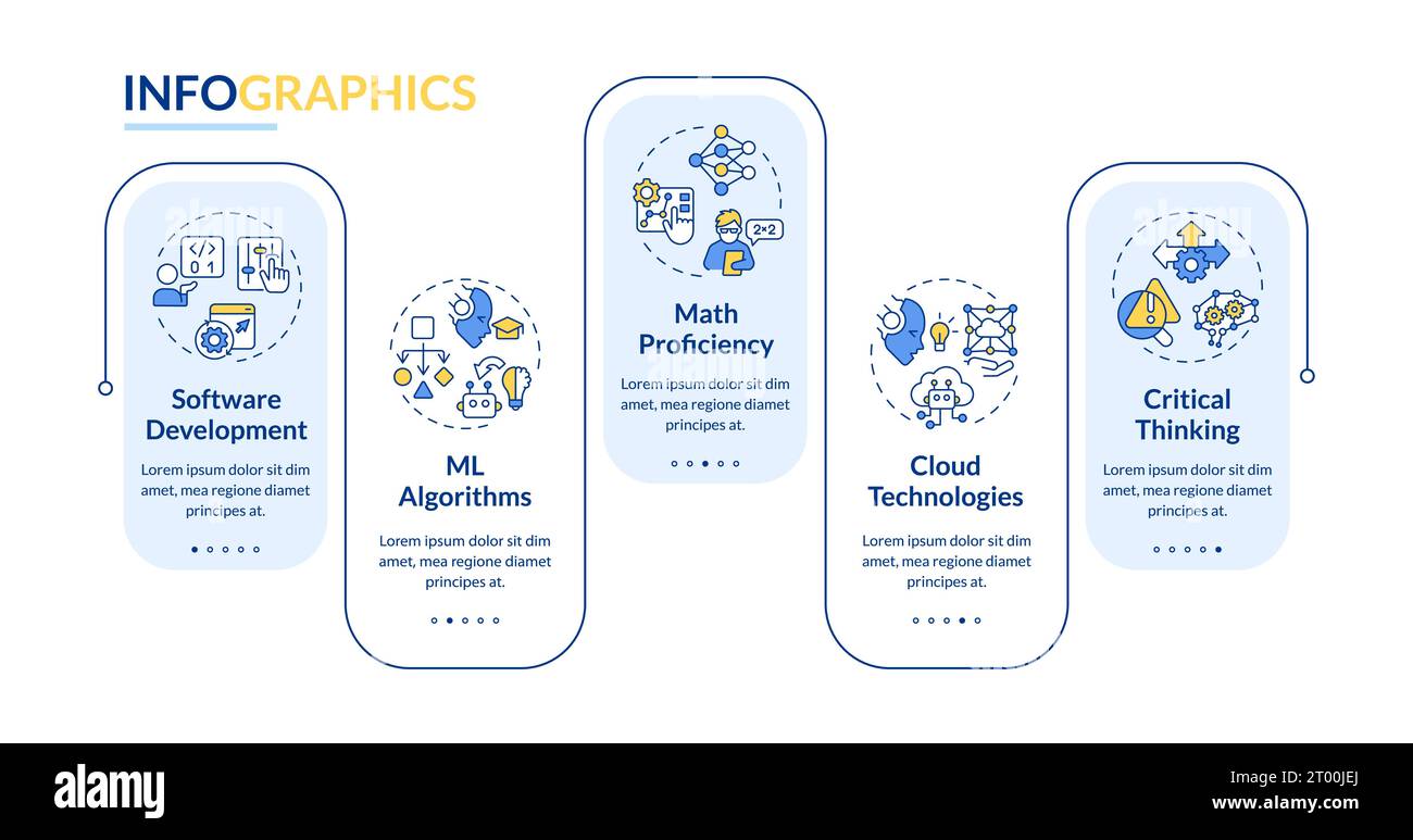 Colorful AI engineer layout with line icons Stock Vector
