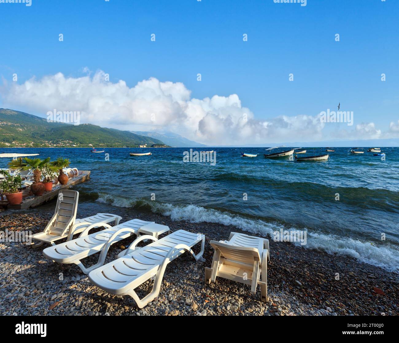 Lake Ohrid summer view. Stock Photo