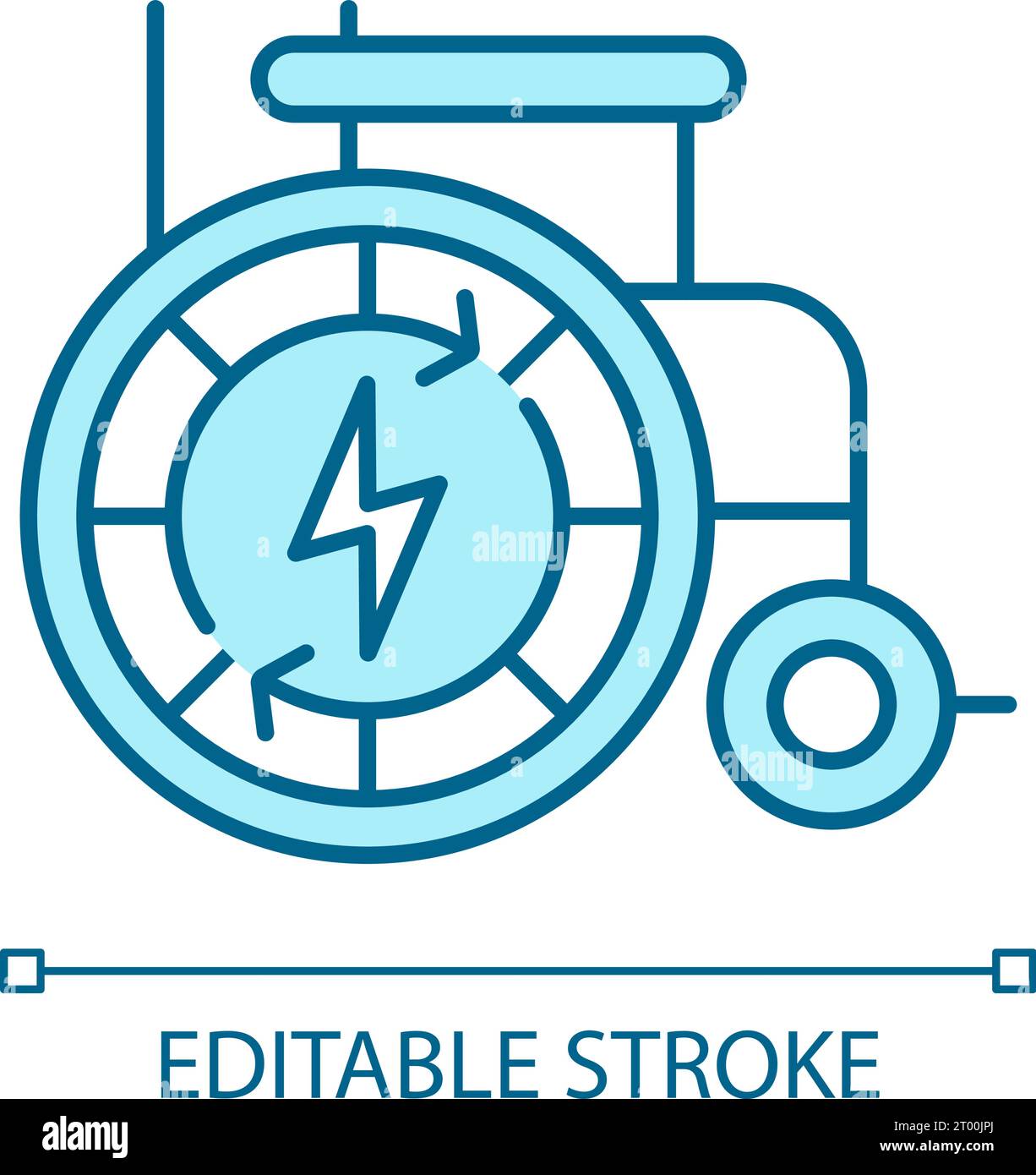 2D customizable thin line blue automatic wheelchair icon Stock Vector
