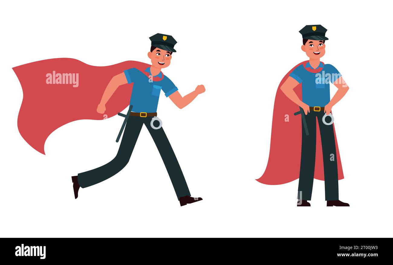 Super cop on duty, police superhero with superhuman powers