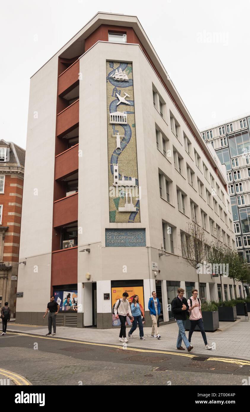 The St. Clement's Mural by Harry Warren Wilson on the side of the LSE St Clement's Building, London School of Economics, LOndon, WC2, England, U.K. Stock Photo
