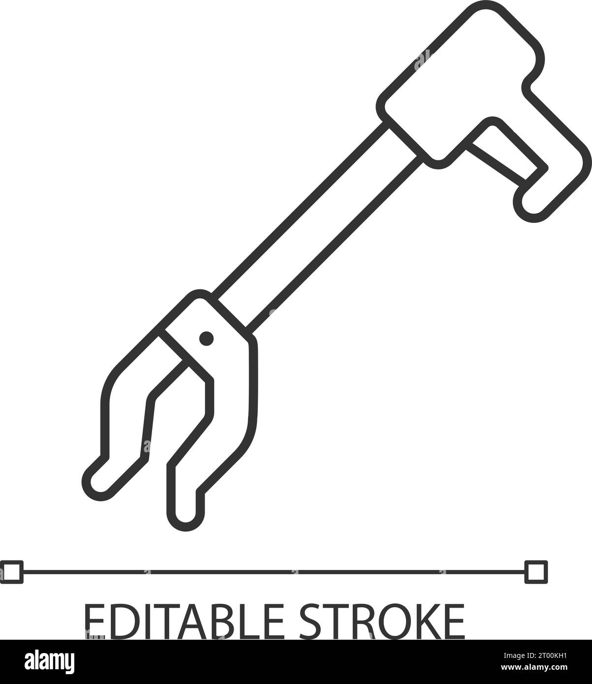 2D customizable thin line black long reach grabber icon Stock Vector