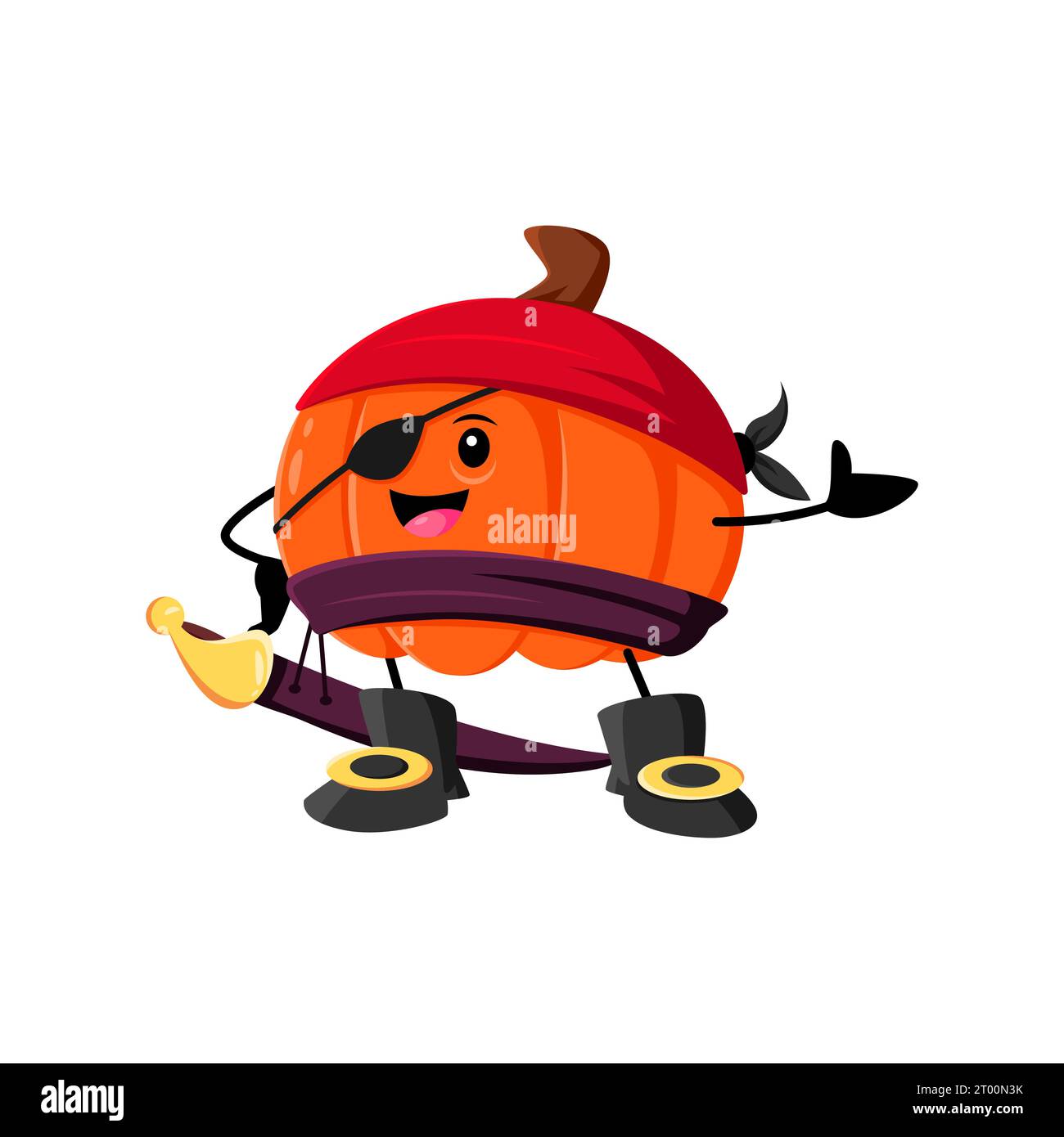 Cartoon Halloween pumpkin pirate character. Isolated vector mischievous ...