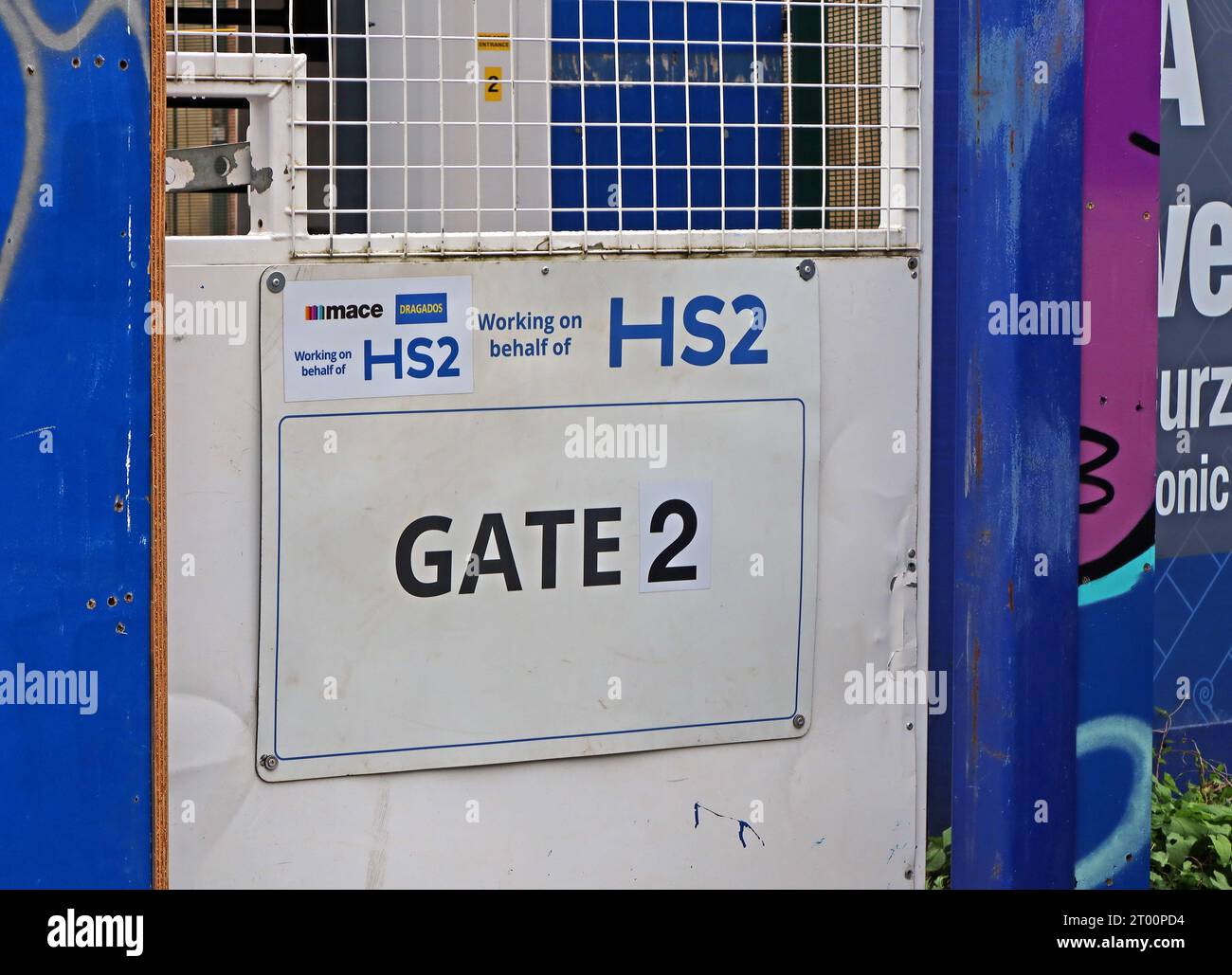 HS2 site Mace & Dragados gates  at Birmingham Curzon St, railway station, Central Birmingham, West Midlands, England, UK, B4 7XG Stock Photo