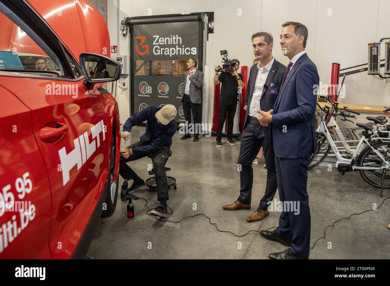 Brussels, Belgium. 03rd Oct, 2023. Thomas Anthuenis pictured during the inauguration of the Zenith Graphics' new plant in Grand-Bigard - Groot-Bijgaarden, Brussels, Tuesday 03 October 2023. Zenith Graphics produces license plates for vehicles in Belgium. BELGA PHOTO HATIM KAGHAT Credit: Belga News Agency/Alamy Live News Stock Photo