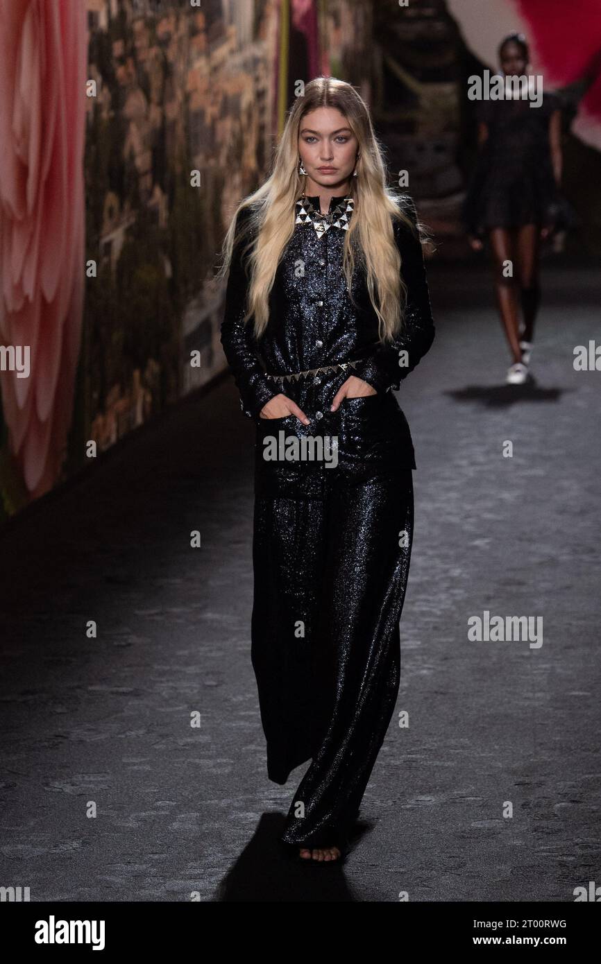 Paris, France. 01st Oct, 2023. Gigi Hadid walks the runway during the Chanel  Womenswear Spring/Summer 2024 show as part of Paris Fashion Week in Paris,  France on October 01, 2023. Photo by