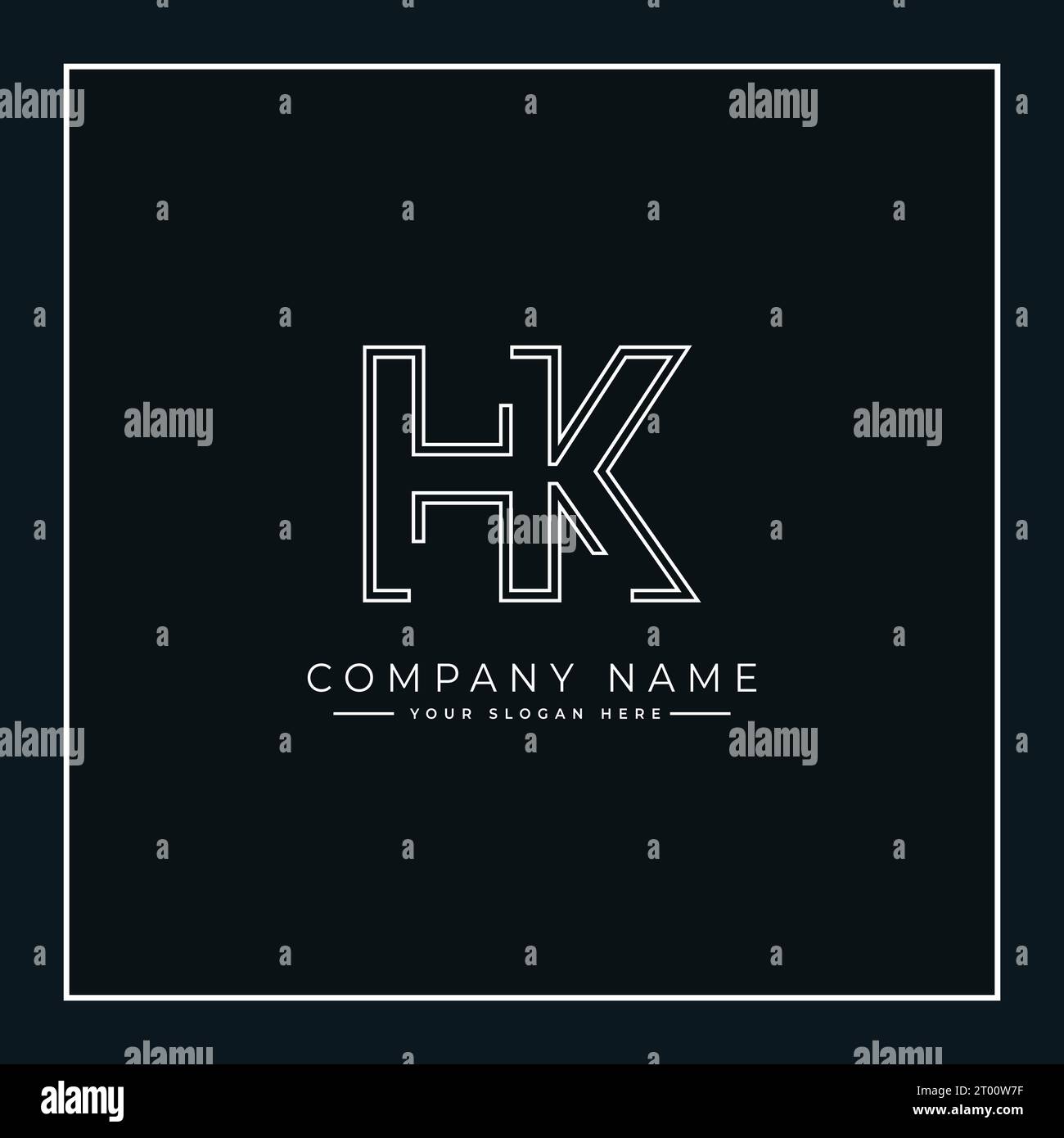 Creative Monogram for Initial Letter HK Logo - Minimal Vector Logo Template for alphabet H & K Stock Vector