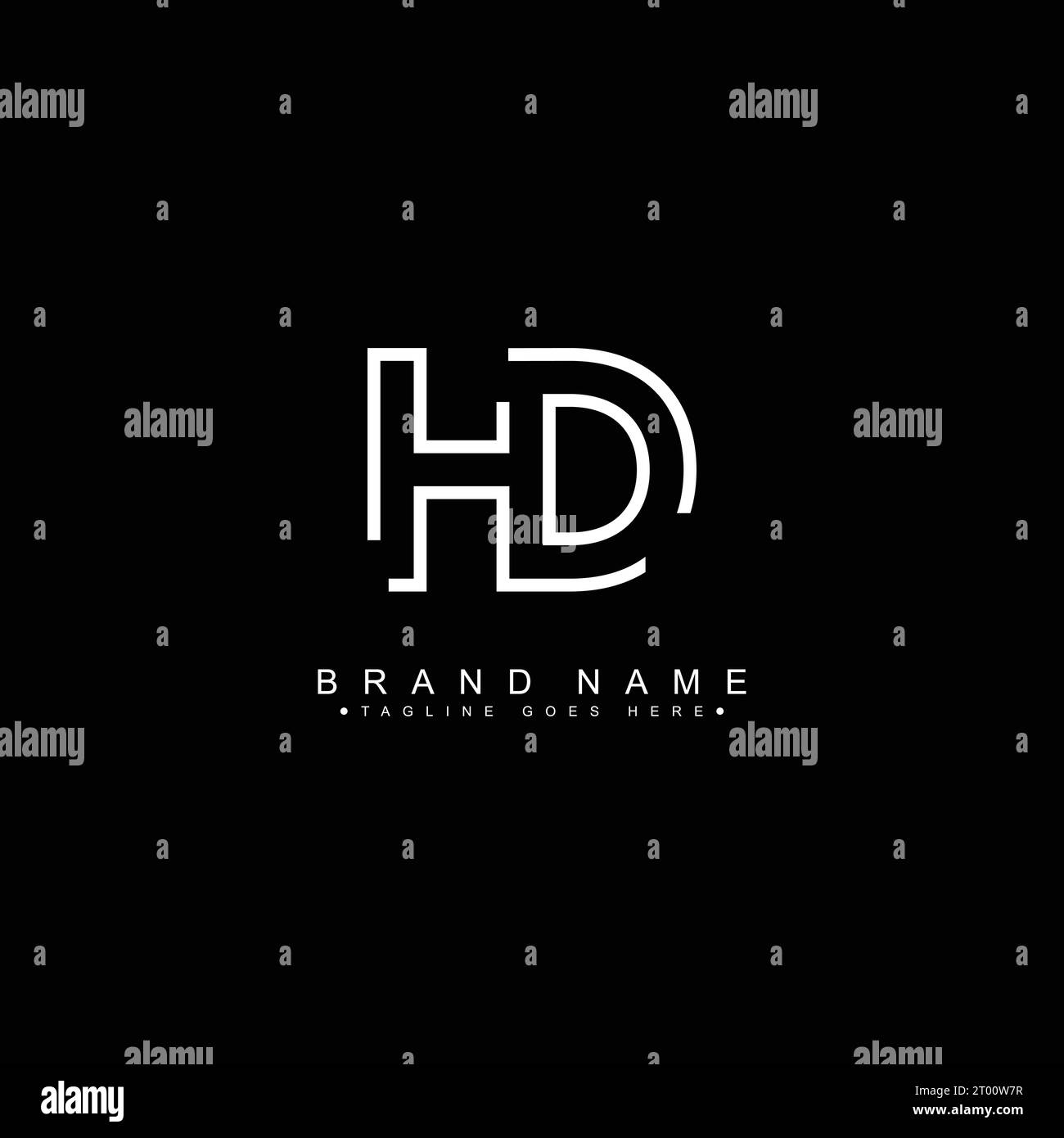 Creative Logo for Initials HD in Monogram Style - Vector Template for Initial Letter H and D Stock Vector