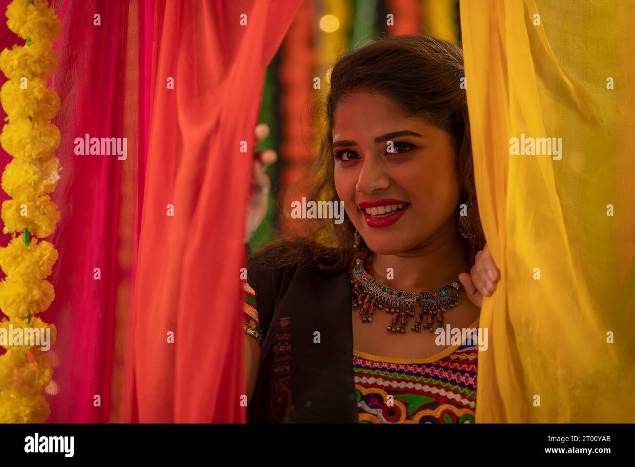 Portrait of a gujarati woman dressed in a traditional Gujrati Attire