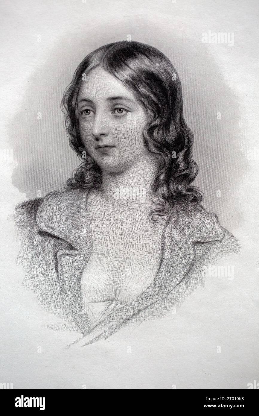 Engraving of Jessie from a drawing by J Fisher, Victorian artwork portrait of young woman Stock Photo