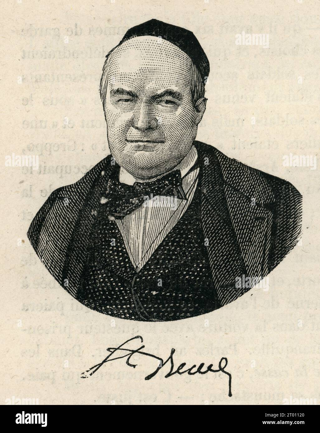 Portrait of Charles-Augustin Sainte-Beuve.  Illustration from 'Histoire d'un crime' ('The History of a Crime', written in 1852) and part of a set of engravings published in Victor Hugo's 'Oeuvres'. Book published in French by Eugène Hugues in 1879. Stock Photo