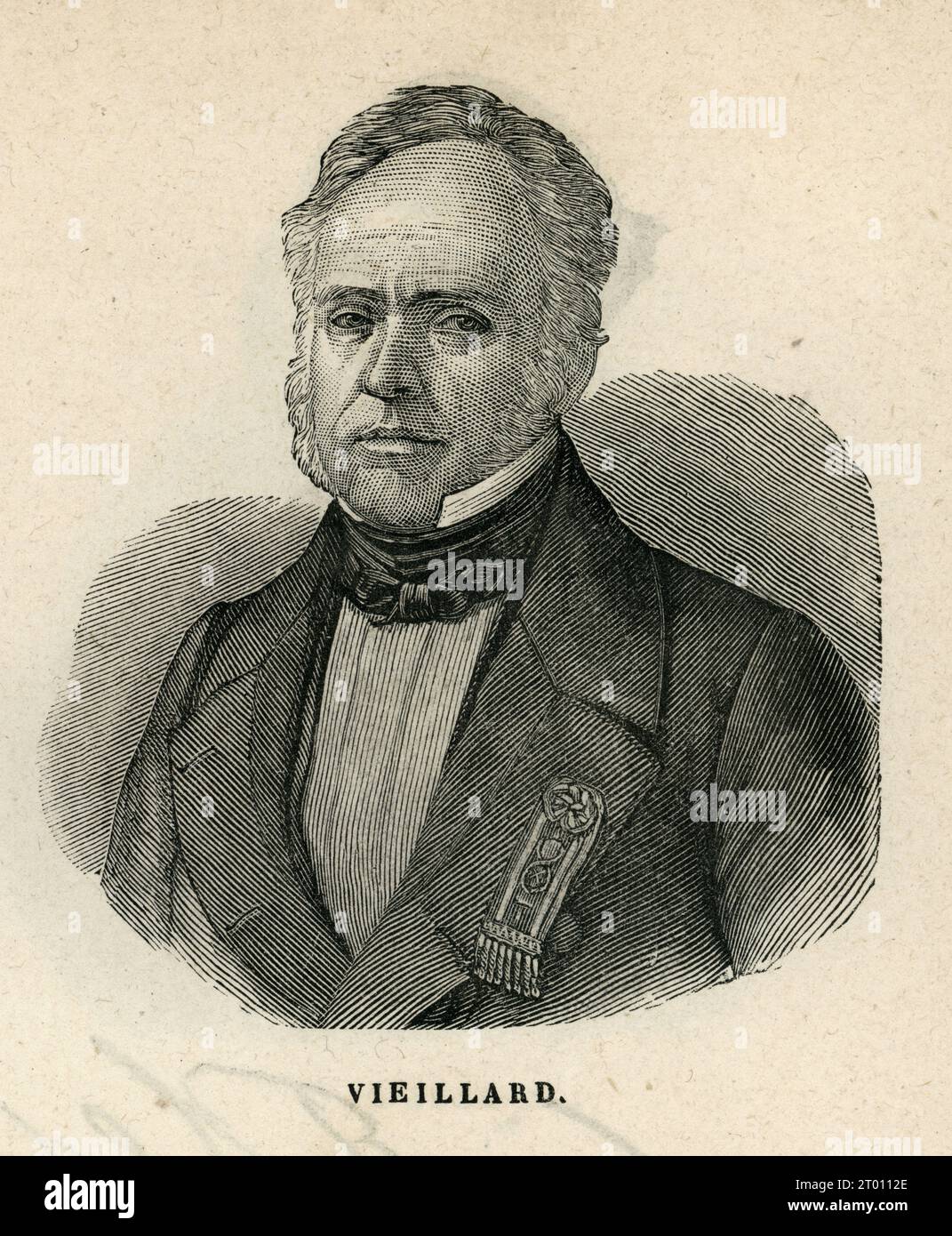 Portrait of Narcisse Vieillard.  Illustration from 'Histoire d'un crime' ('The History of a Crime', written in 1852) and part of a set of engravings published in Victor Hugo's 'Oeuvres'. Book published in French by Eugène Hugues in 1879. Stock Photo