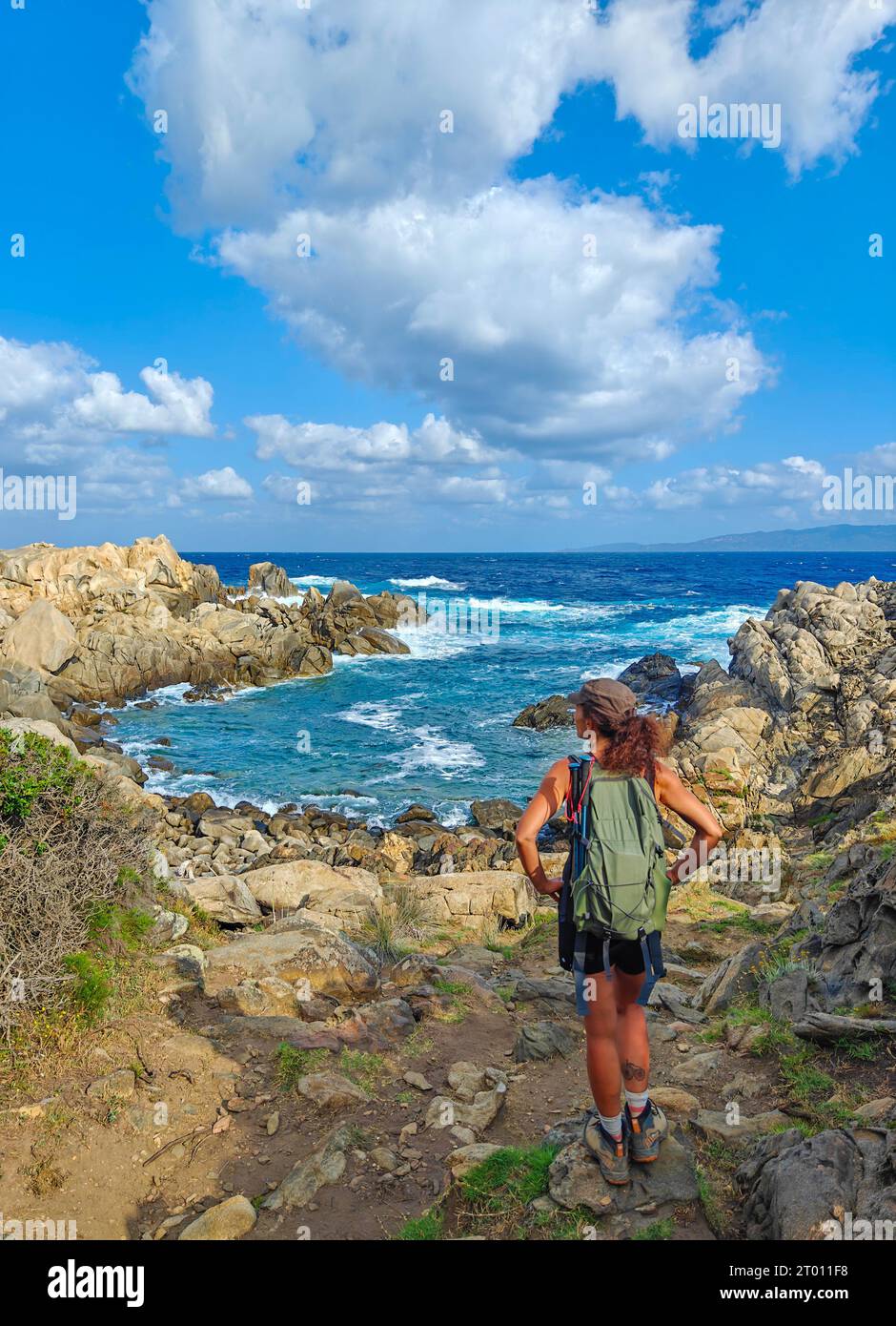 Corse (France) - Corsica is a big touristic french island in Mediterranean Sea, with beautiful beachs. Here the Sentier du littoral from Campomoro Stock Photo