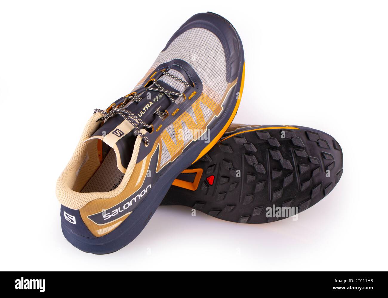 Kamchatka, Russia 02. June, 2023 Pair Salomon GTX mountain running