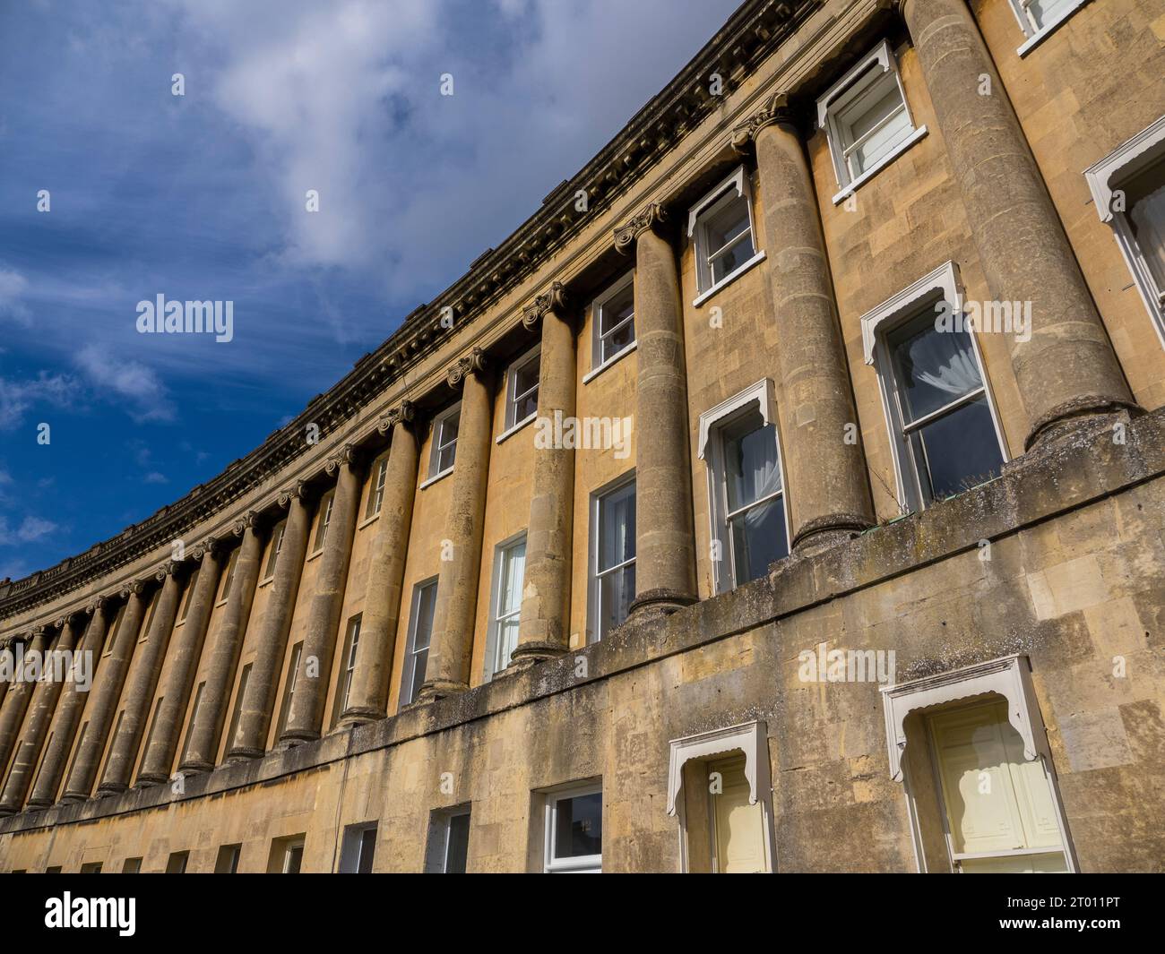 Pillars of the Royal Crescent, Bath, Somerset, England, UK, GB Stock
