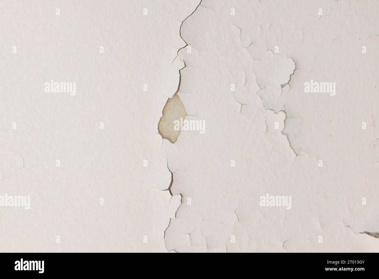 Roof of a house with humidity, fungus, mold and peeling. Concept of