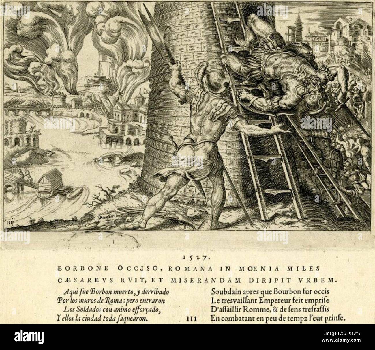 Sack of Rome. 6 May 1527. By Martin van Heemskerck (1527). Stock Photo