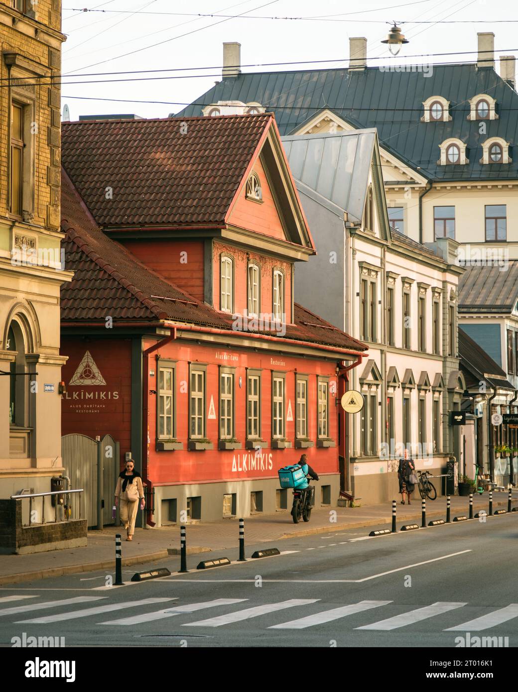 A street scene in Centrs, Riga, Latvia Stock Photo