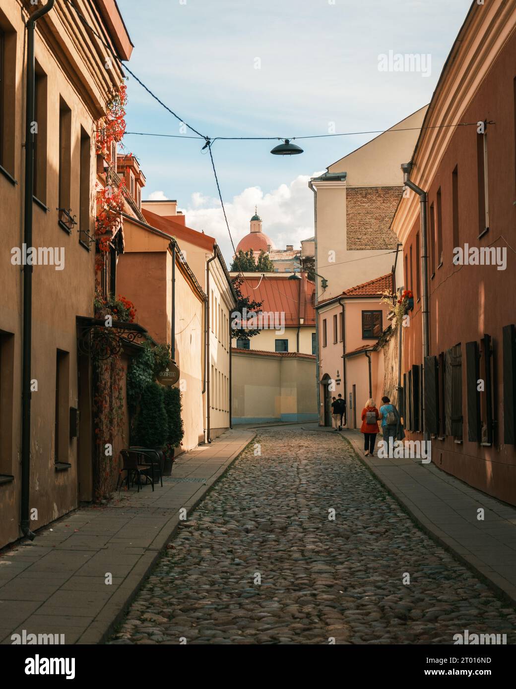 A street in the Old Town of Vilnius, Lithuania Stock Photo