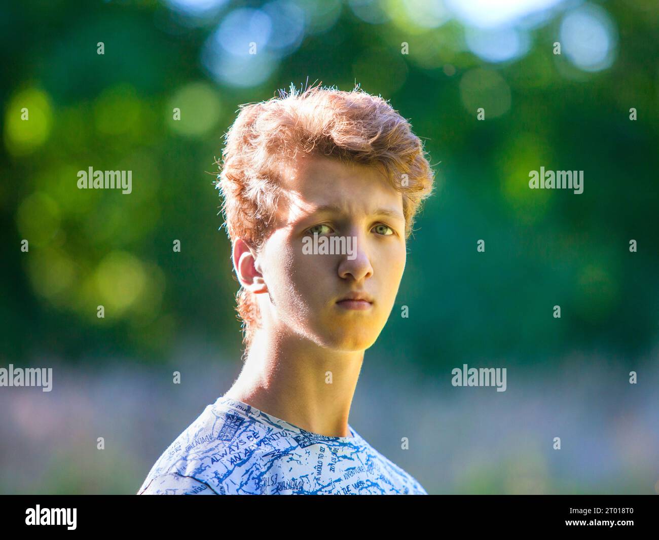 Outdoor portrait of a teenage boy. Stock Photo