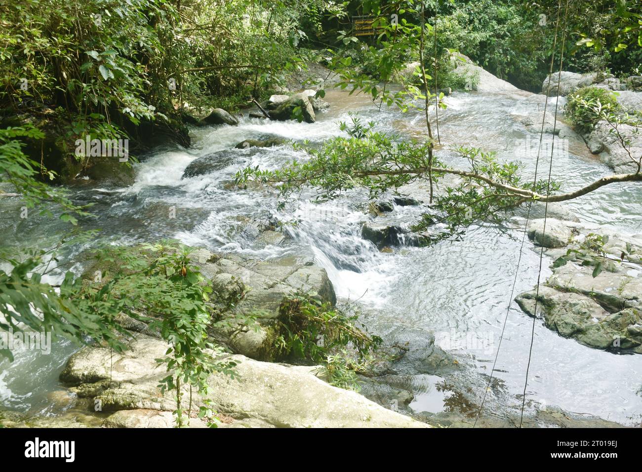 water falling on river pass rock and stone at north Chet Kod waterfall ...