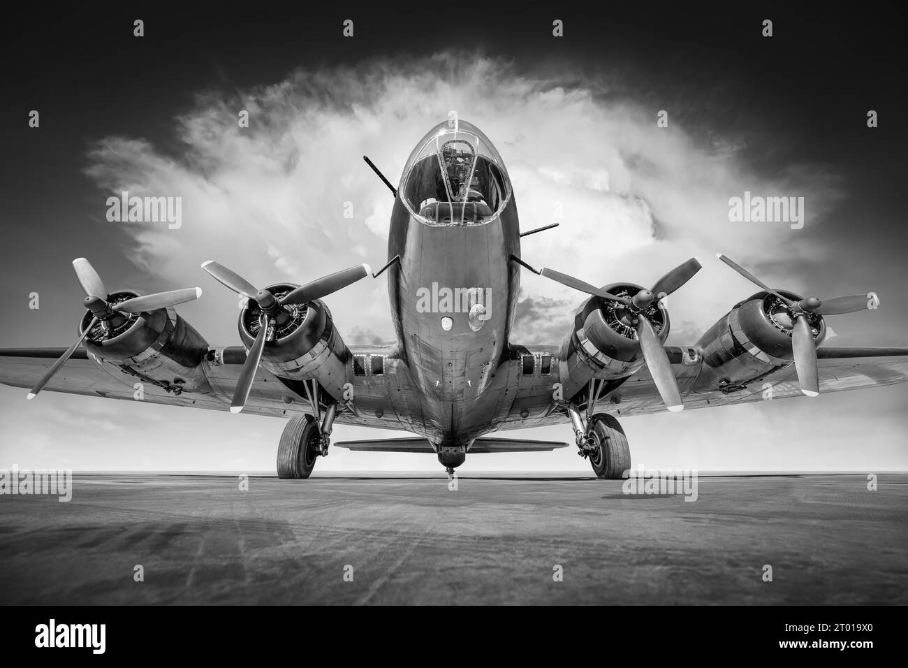 historical bomber plane against a dramatic sky Stock Photo