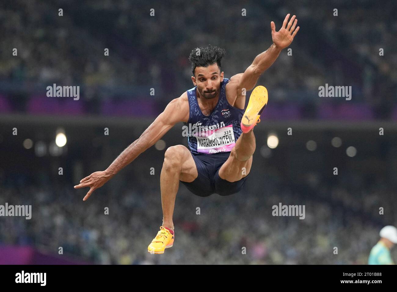 India's Abdulla Aboobacker Narangolintevida competes during the men's  triple jump final at the 19th Asian Games in Hangzhou, China, Tuesday, Oct.  3, 2023. (AP Photo/Lee Jin-man Stock Photo - Alamy