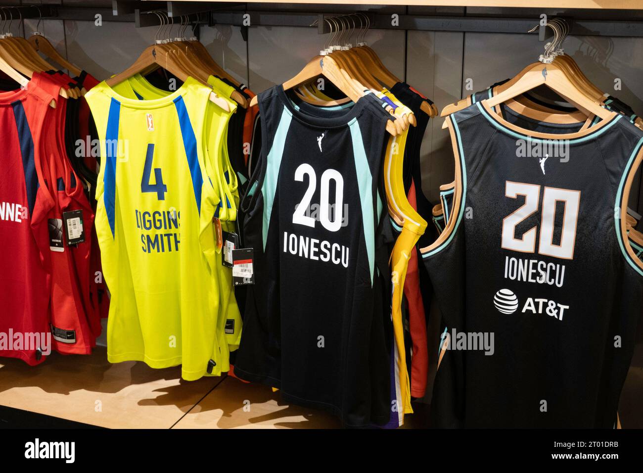 The flagship NBA store on fifth Avenue carries a full range of WNBA attire, 2023, New York City, USA Stock Photo