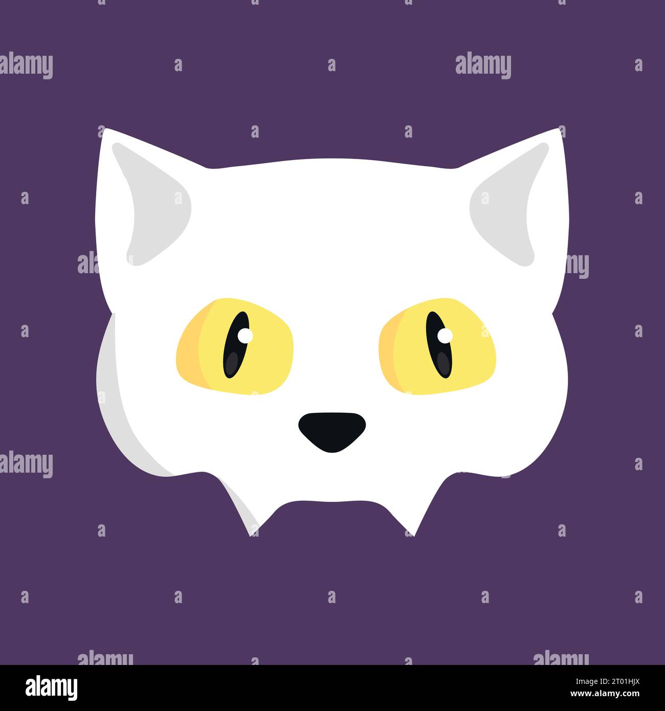 Cat skull with yellow eyes. Vector illustration Stock Vector