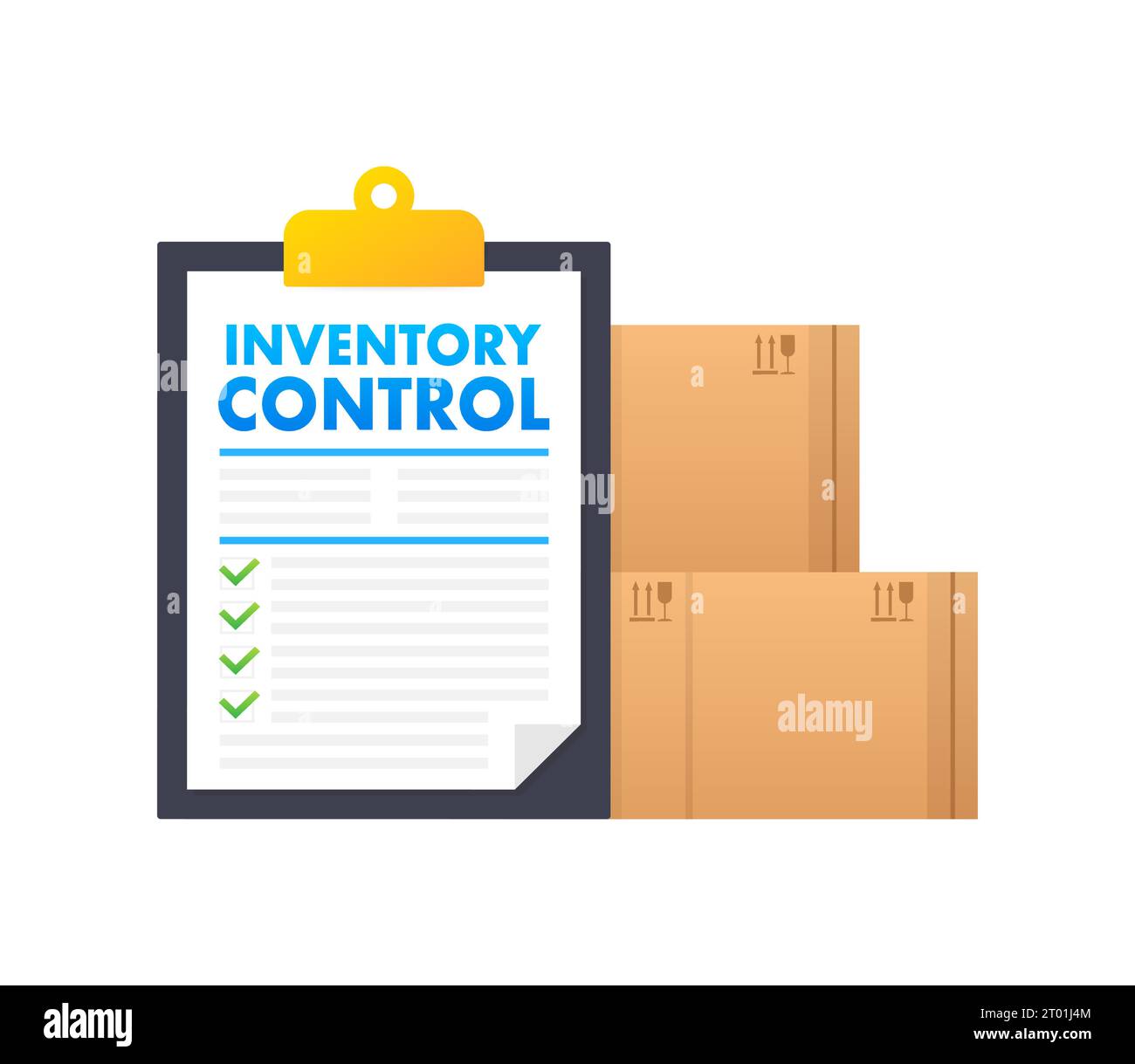 Clipboard with text Inventory Control near the boxes. Inventory ...