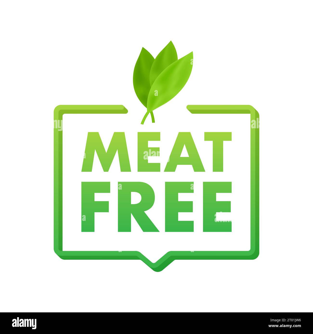 Meat Free on green backdrop. Plant leaf sign. Vector stock illustration
