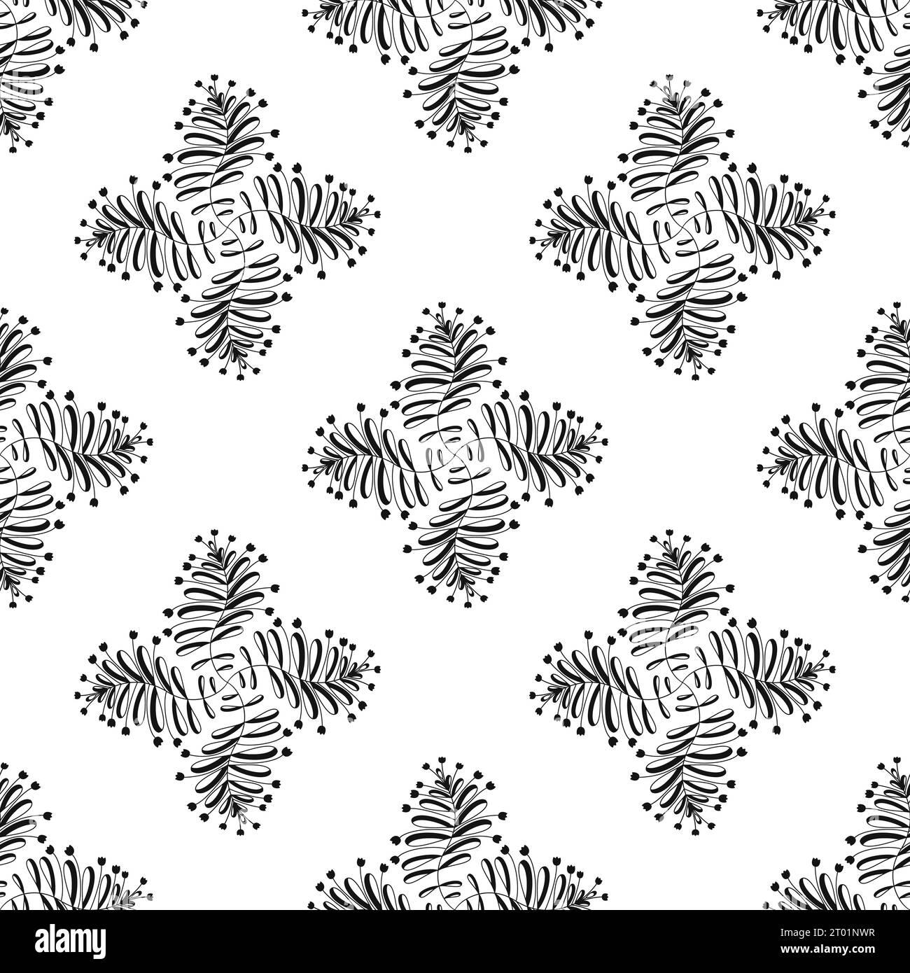Vector seamless pattern. Abstract pattern on a white background. Plants Stock Vector