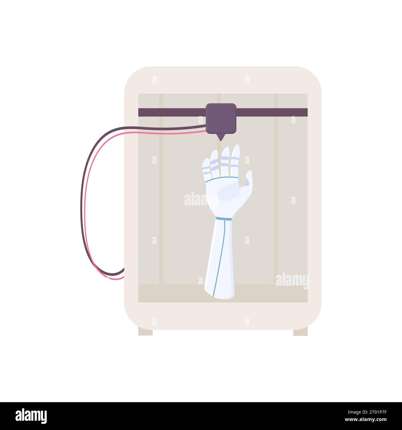 A synthetic organ. hand. 3D printer, bioprinting, prosthetics. Medical printing.  Vector illustration Stock Vector