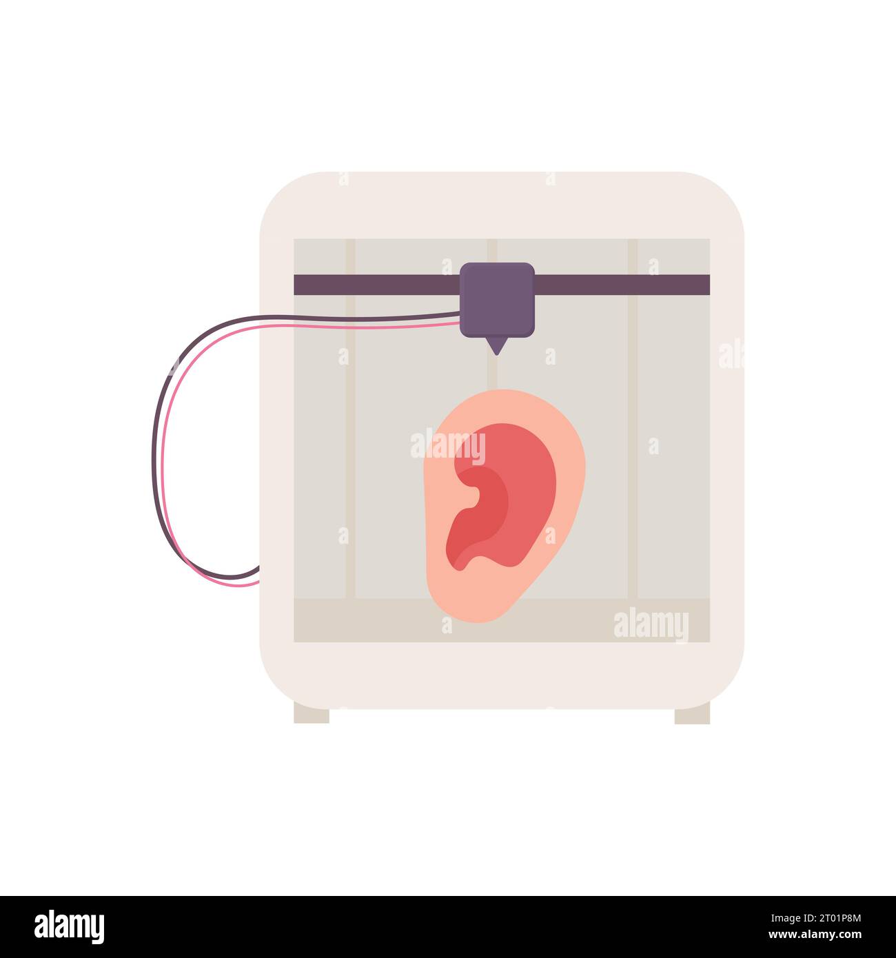 A synthetic organ. ear . 3D printer, bioprinting, prosthetics. Medical printing.  Vector illustration Stock Vector