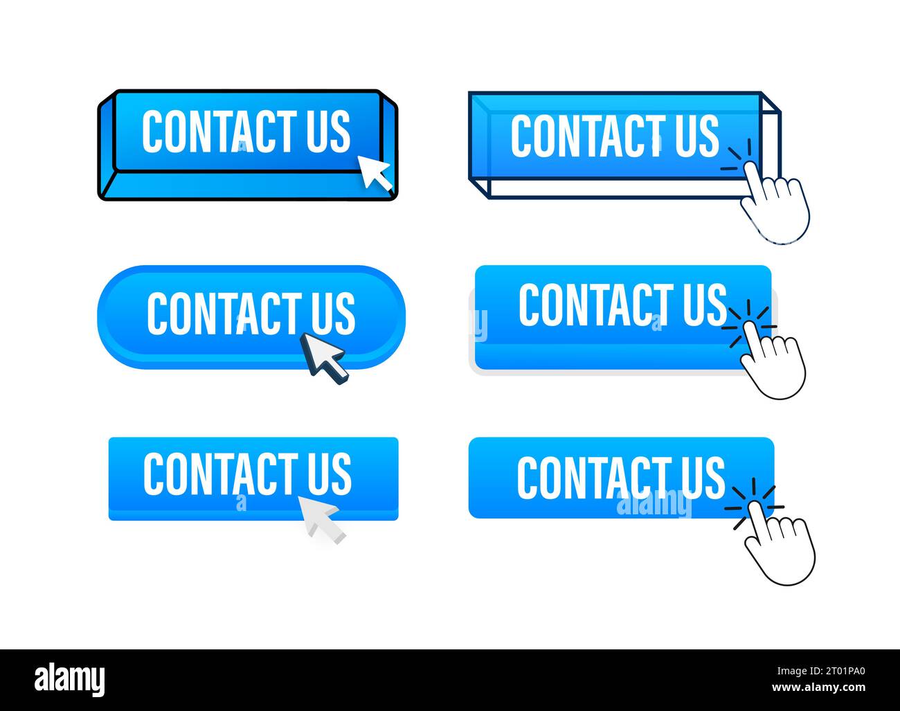 Contact Us Button with pointer clicking. Contact Us web buttons set. User interface element in flat style. Vector stock illustration Stock Vector