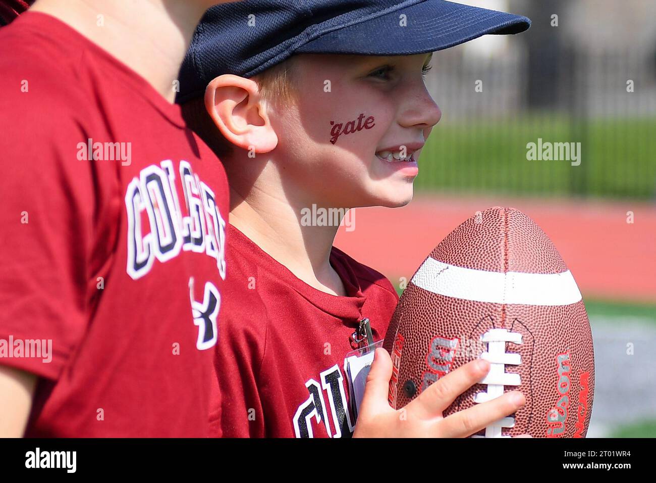 Hamilton, USA. 16th Sep, 2023. September 16, 2023 Colgate fans pose for a photo prior to the
