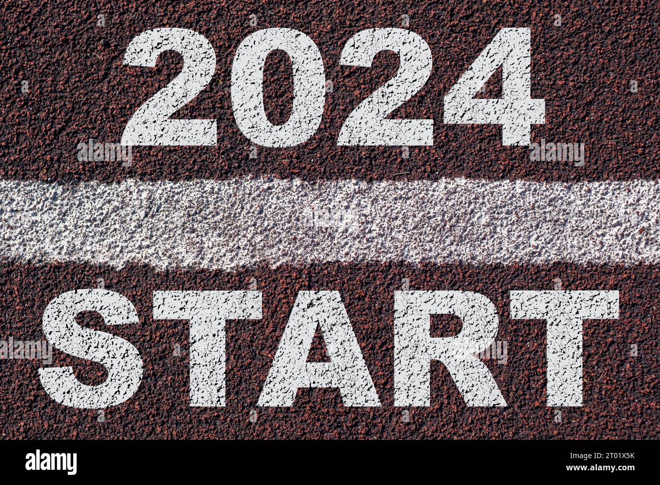 Start 2024 year concept, an athletics track engraved with Start Stock