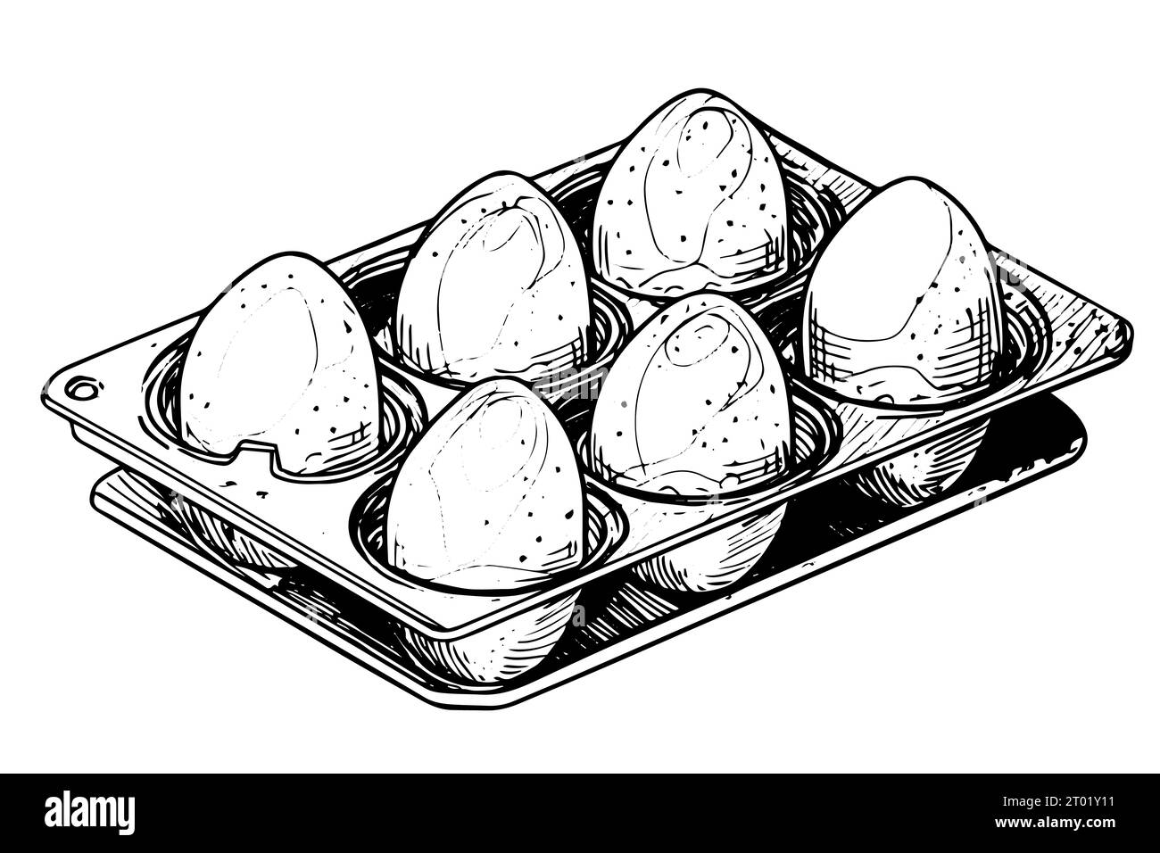 Box of eggs hand drawn ink sketch. Engraving style vector illustration