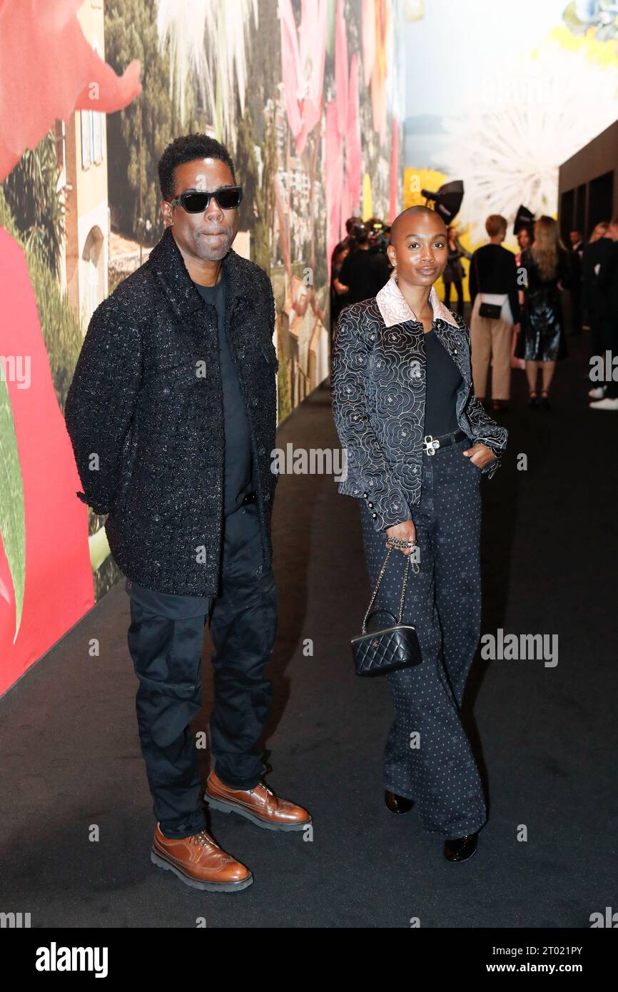 Comedian Chris Rock and his daughter Lola Simone Rock at the Chanel fashion  show during the Spring Summer 2024 Collections in Paris, France on October 3,  2023. (Photo by Jonas Gustavsson/Sipa USA)