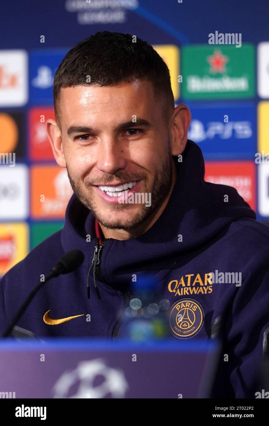 Paris Saint-Germain's Lucas Hernandez during a press conference at St. James' Park, Newcastle. Picture date: Tuesday October 3, 2023. Stock Photo