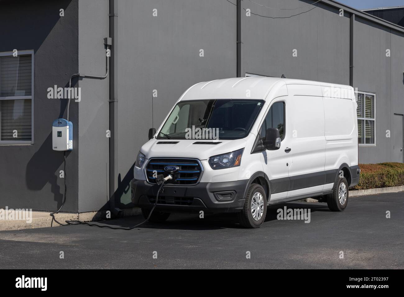 Plainfield October 1, 2023 Ford ETransit Cargo Van display at a