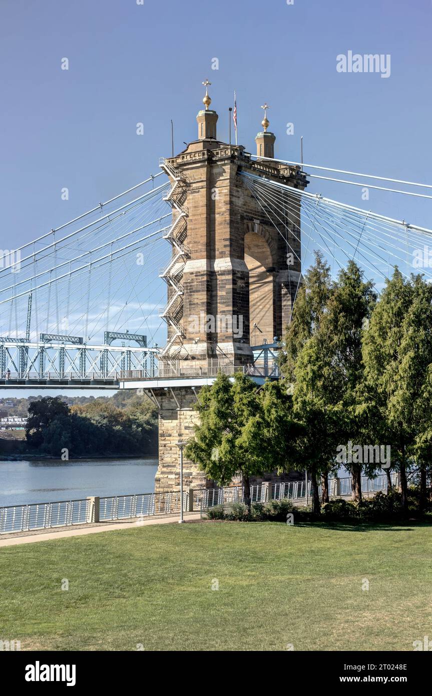 Cincinnati September 24, 2023 Roebling Suspension Bridge. The