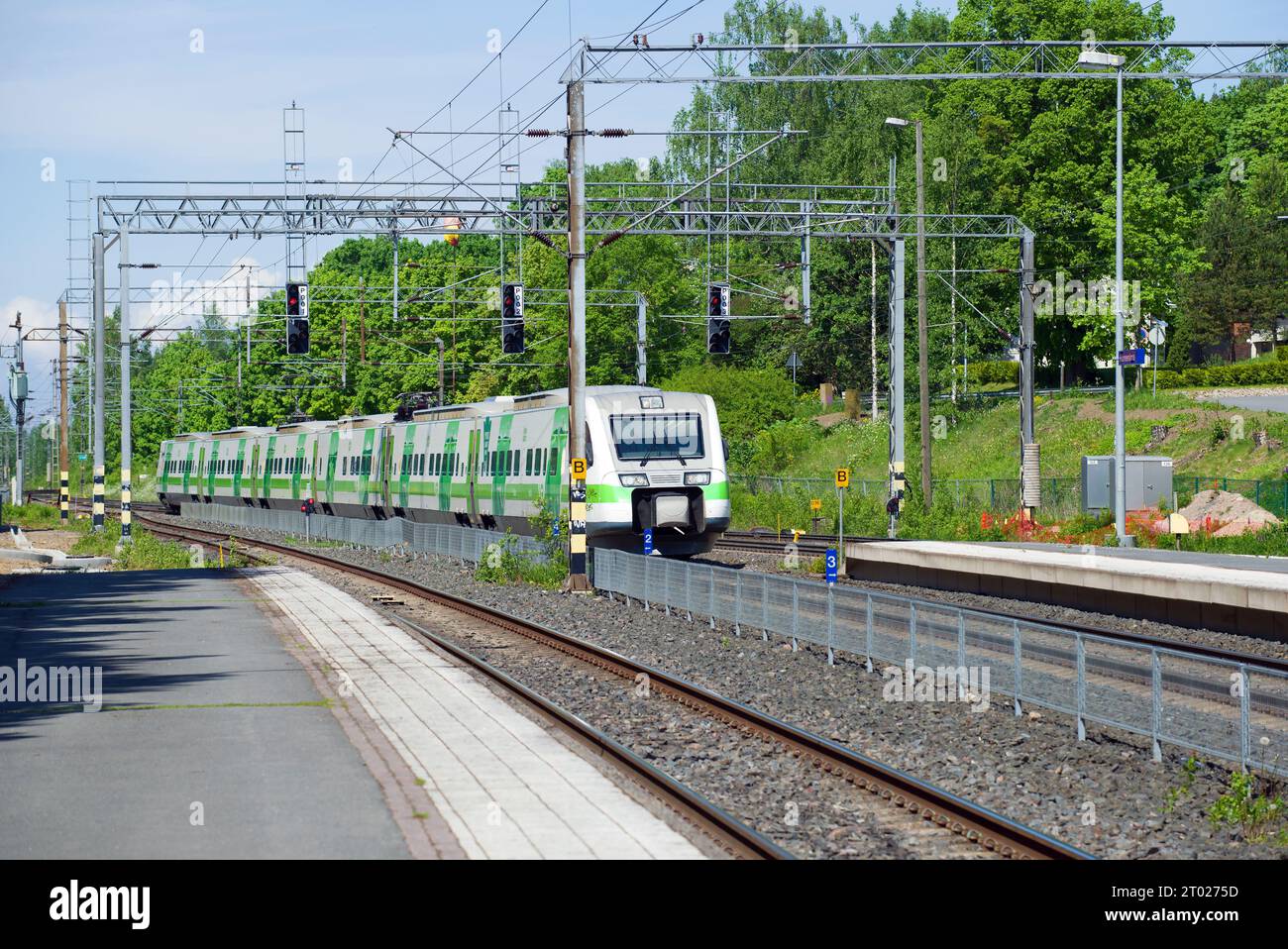 HAMEENLINNA, FINLAND - JUNE 10, 2017: Sm3 'Pendolino' high-speed train at the Hameenlinna railway station on a sunny summer day Stock Photo