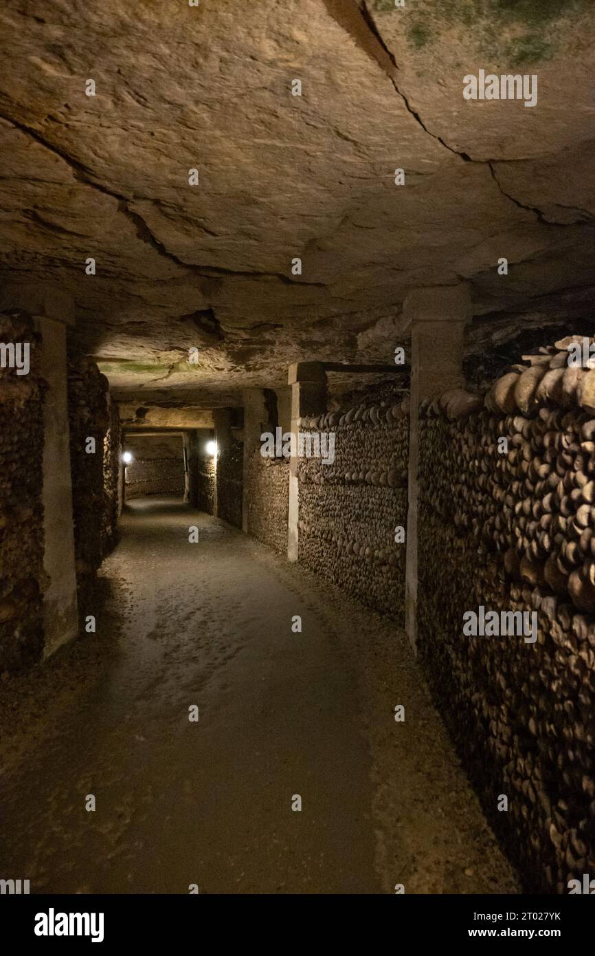 In the Paris a long underground path with structures formed