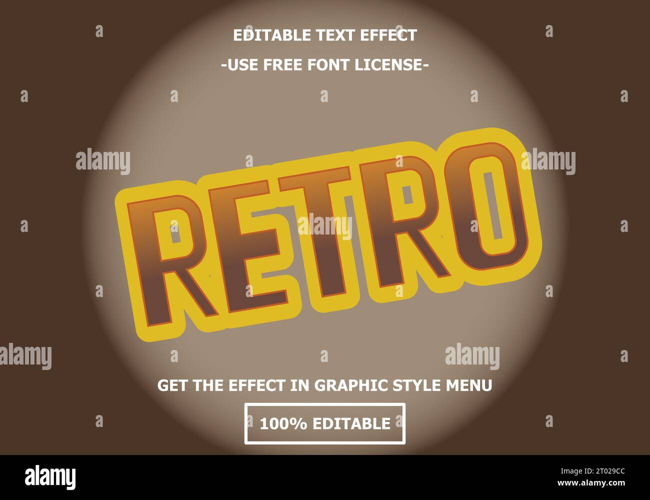 Retro 3D editable text effect template. Style premium free font license vector Stock Vector